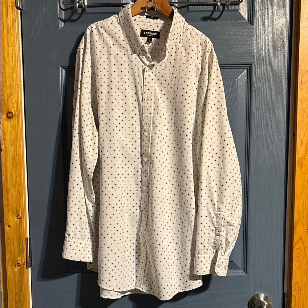 Express White Polka Dot Men's Shirt